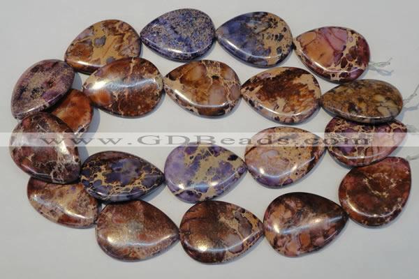 CDI461 15.5 inches 30*40mm flat teardrop dyed imperial jasper beads