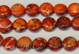 CDI516 15.5 inches 10mm flat round dyed imperial jasper beads