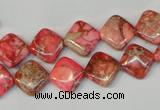 CDI568 15.5 inches 10*10mm diamond dyed imperial jasper beads