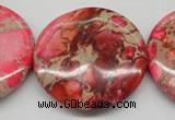 CDI661 15.5 inches 40mm flat round dyed imperial jasper beads