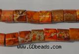 CDI737 15.5 inches 8*8mm tube dyed imperial jasper beads