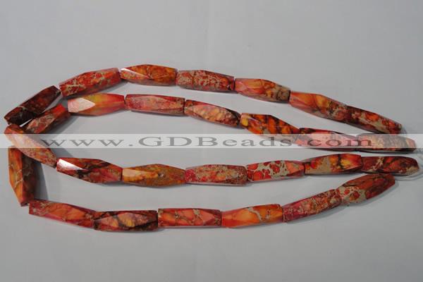 CDI744 15.5 inches 8*30mm faceted rice dyed imperial jasper beads