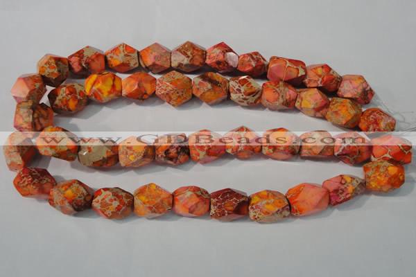 CDI747 15.5 inches 13*18mm faceted nuggets dyed imperial jasper beads