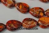 CDI754 15.5 inches 13*18mm flat teardrop dyed imperial jasper beads