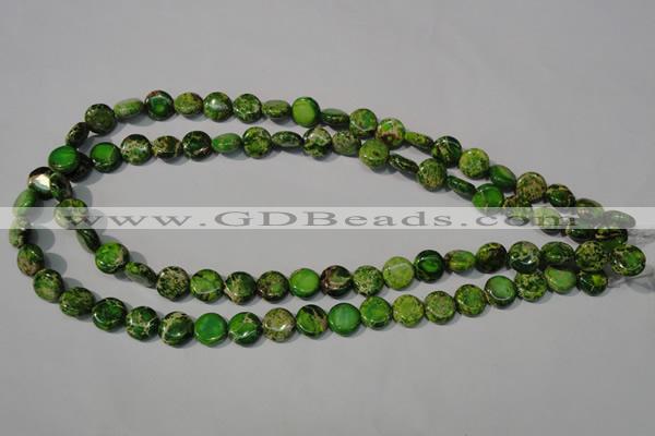 CDI936 15.5 inches 10mm flat round dyed imperial jasper beads