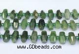 CDJ413 15.5 inches 8*14 - 9*14mm faceted freeform Canadian jade beads