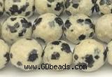 CDM100 15 inches 6mm faceted round dalmatian jasper beads