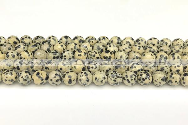 CDM101 15 inches 8mm faceted round dalmatian jasper beads