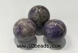 CDN1036 30mm round charoite decorations wholesale