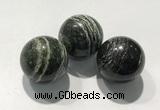 CDN1137 30mm round green silver line jasper decorations wholesale