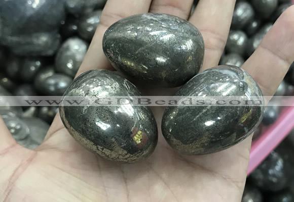 CDN30 28*38mm egg-shaped pyrite gemstone decorations wholesale