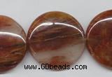 CDQ26 15.5 inches 30mm flat round natural red quartz beads