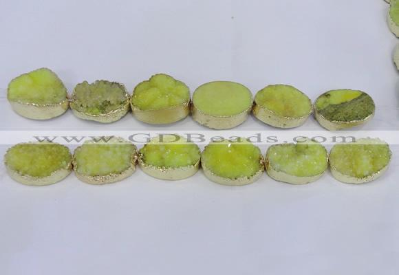 CDQ501 20*30mm - 22*30mm oval druzy quartz beads wholesale