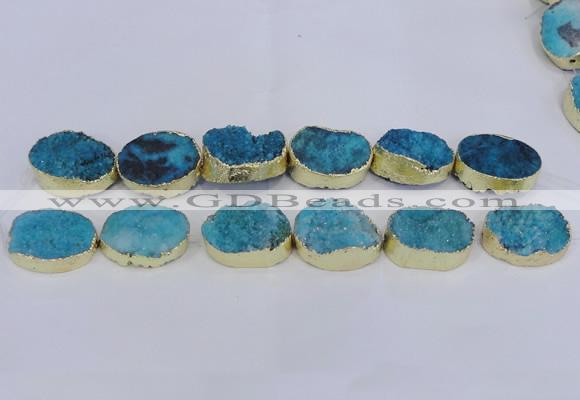 CDQ505 20*30mm - 22*30mm oval druzy quartz beads wholesale