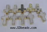 CDQ526 28*45mm - 30*47mm cross druzy quartz beads wholesale