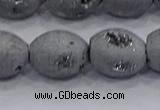 CDQ620 8 inches 10*12mm rice druzy quartz beads wholesale