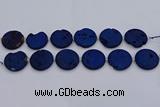 CDQ681 8 inches 30mm flat round druzy quartz beads wholesale