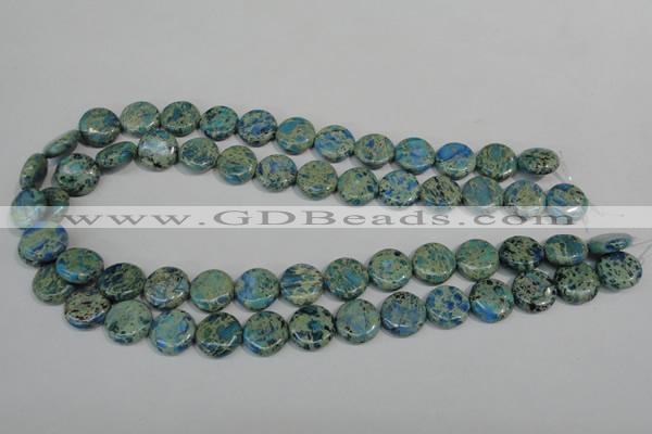 CDS272 15.5 inches 14mm flat round dyed serpentine jasper beads