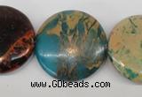 CDS33 15.5 inches 30mm flat round dyed serpentine jasper beads