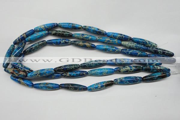 CDT291 15.5 inches 8*30mm rice dyed aqua terra jasper beads