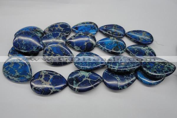 CDT327 15.5 inches 30*40mm flat teardrop dyed aqua terra jasper beads