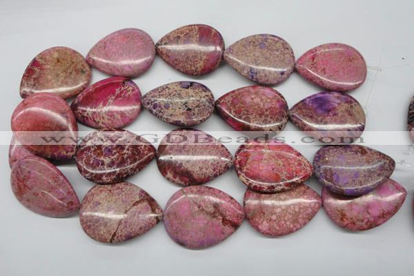 CDT480 15.5 inches 30*40mm flat teardrop dyed aqua terra jasper beads