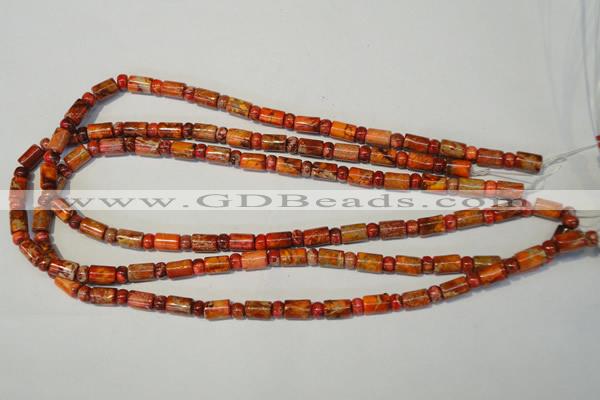 CDT505 15.5 inches 3*6mm rondelle & 6*9mm tube dyed aqua terra jasper beads