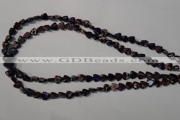 CDT719 15.5 inches 8*8mm triangle dyed aqua terra jasper beads