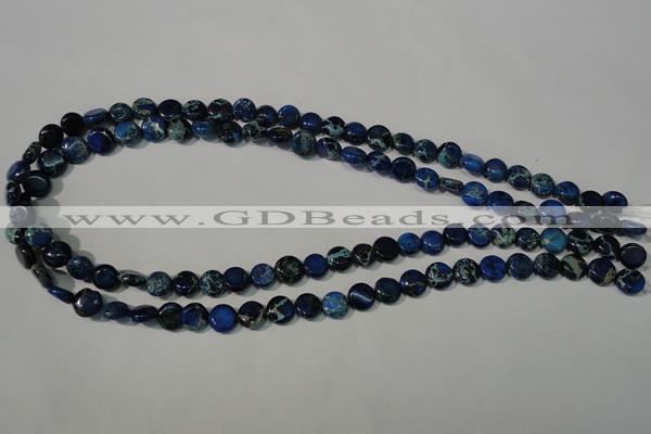 CDT905 15.5 inches 8mm flat round dyed aqua terra jasper beads