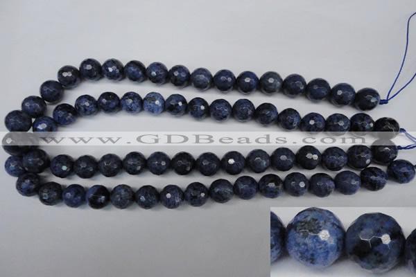 CDU114 15.5 inches 12mm faceted round blue dumortierite beads