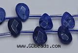 CDU219 Top drilled 8*12mm faceted flat teardrop blue dumortierite beads