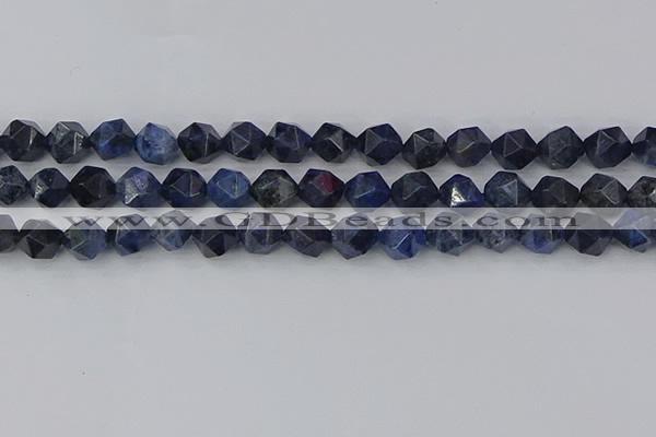 CDU332 15.5 inches 10mm faceted nuggets blue dumortierite beads