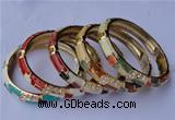 CEB08 5pcs 10mm width gold plated alloy with rhinestone & enamel bangles