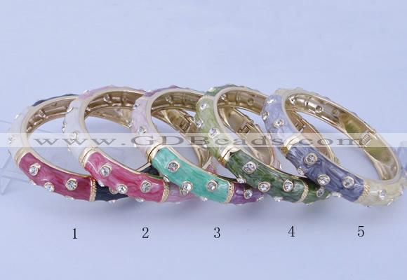 CEB37 5pcs 12mm width gold plated alloy with enamel rhinestone & bangles