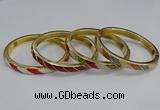 CEB93 7mm width gold plated alloy with enamel bangles wholesale