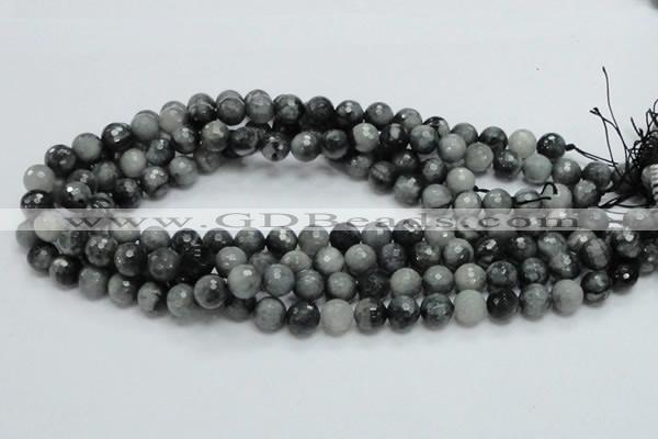 CEE21 15.5 inches 10mm faceted round eagle eye jasper beads wholesale