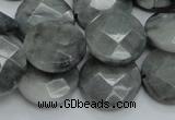 CEE38 15.5 inches 20mm faceted coin eagle eye jasper beads wholesale