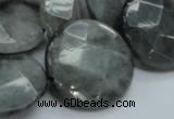 CEE39 15.5 inches 25mm faceted coin eagle eye jasper beads wholesale