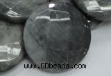 CEE41 15.5 inches 40mm faceted coin eagle eye jasper beads wholesale