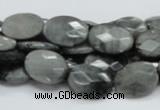 CEE53 15.5 inches 12*16mm faceted oval eagle eye jasper beads