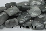 CEE59 15.5 inches 8*12mm faceted rectangle eagle eye jasper beads