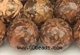 CEJ312 15 inches 10mm faceted round elephant skin jasper beads