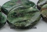 CEM30 15.5 inches 30*40mm twisted teardrop emerald gemstone beads