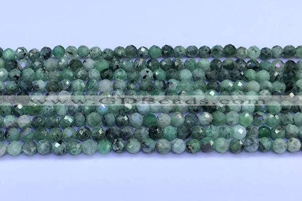 CEM78 15 inches 4mm faceted round emerald beads