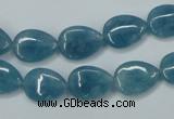 CEQ101 15.5 inches 10*14mm flat teardrop blue sponge quartz beads