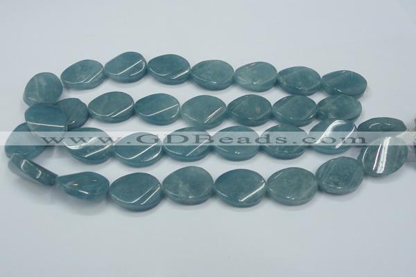 CEQ126 15.5 inches 18*25mm twisted oval blue sponge quartz beads