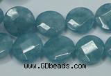 CEQ183 15.5 inches 14mm faceted coin blue sponge quartz beads