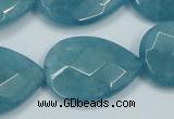 CEQ207 15.5 inches 22*30mm faceted flat teardrop blue sponge quartz beads