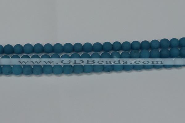 CEQ267 15.5 inches 8mm round matte blue sponge quartz beads