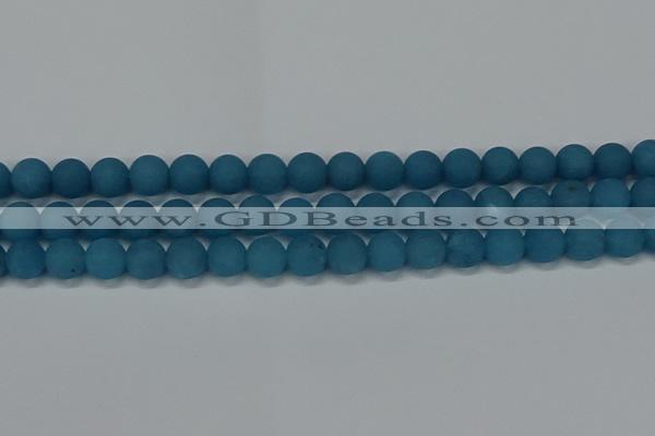 CEQ268 15.5 inches 10mm round matte blue sponge quartz beads